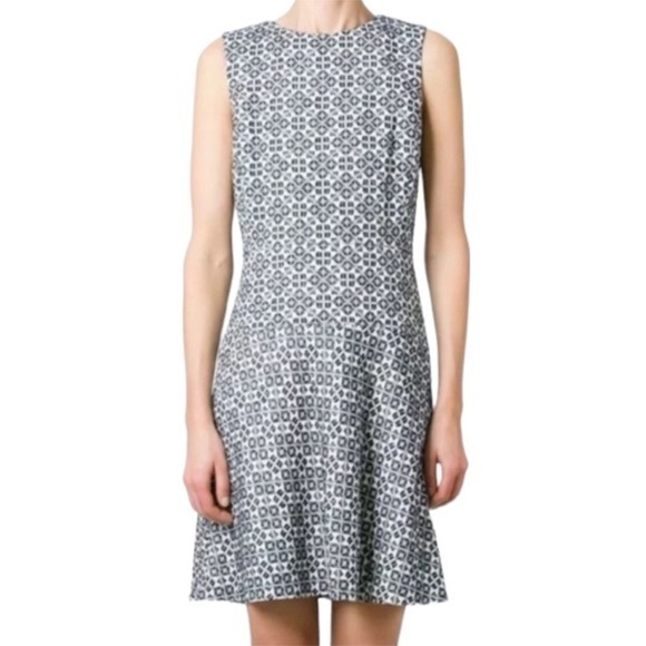 Tory Burch Navy And White Geometric Top